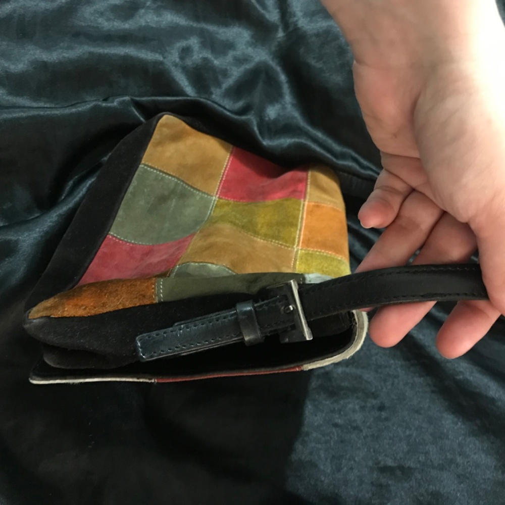 Suede and pony fur vintage shoulder bag - Picture 5 of 9